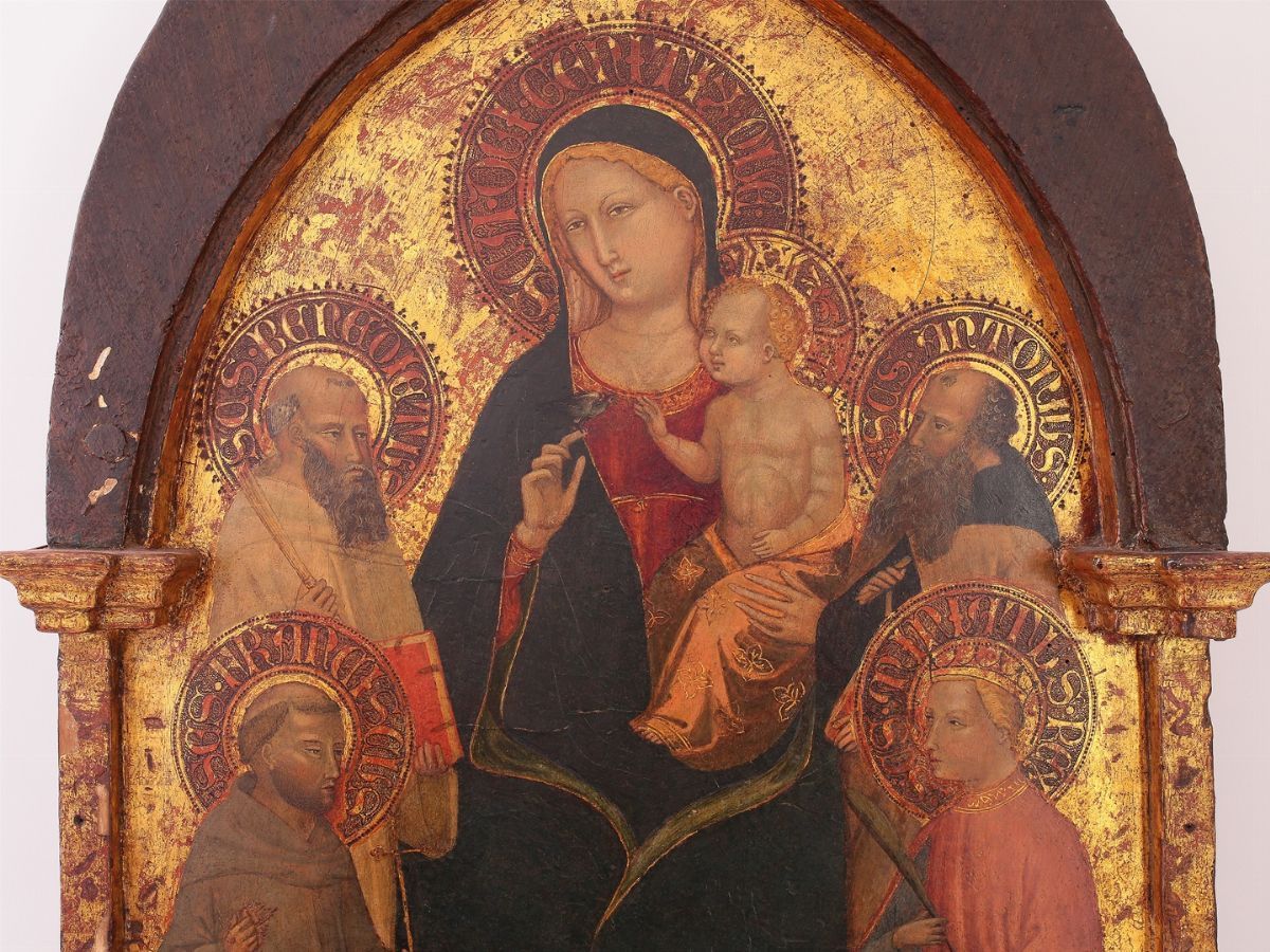 Bicci di Lorenzo - Madonna con Bambino con i Santi Francesco, Benedetto, Antonio Abate e Miniato
