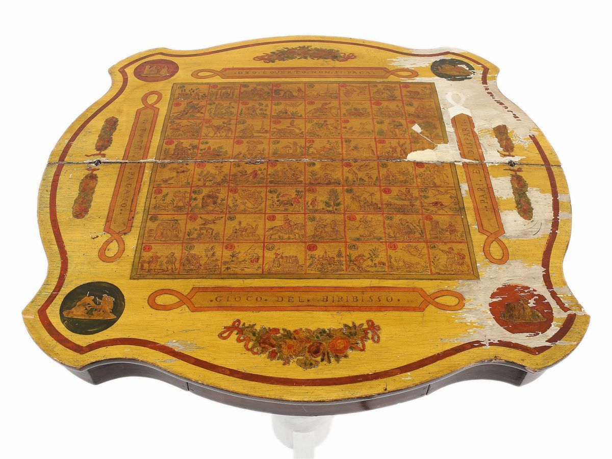Tavolino da Gioco in Legno Dipinto
