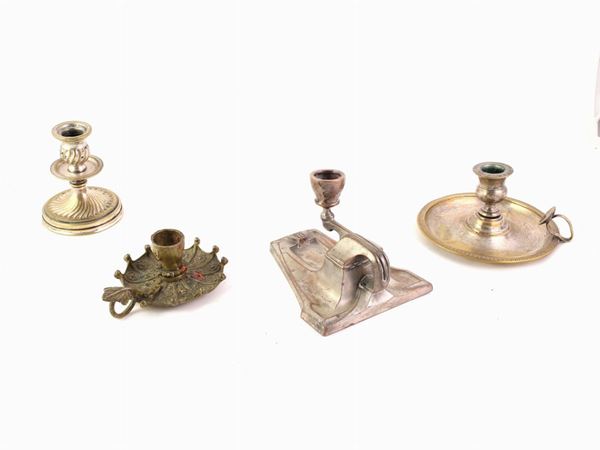 Four metal candlesticks lot  (early 20th century)  - Auction House Sale: Curiosities: Vintage, Garret and Cellar - Maison Bibelot - Casa d'Aste Firenze - Milano