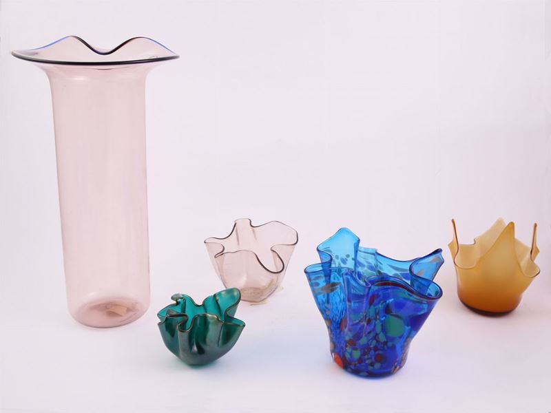 Vaso Venini della Serie Svolazzi in Vetro Soffiato