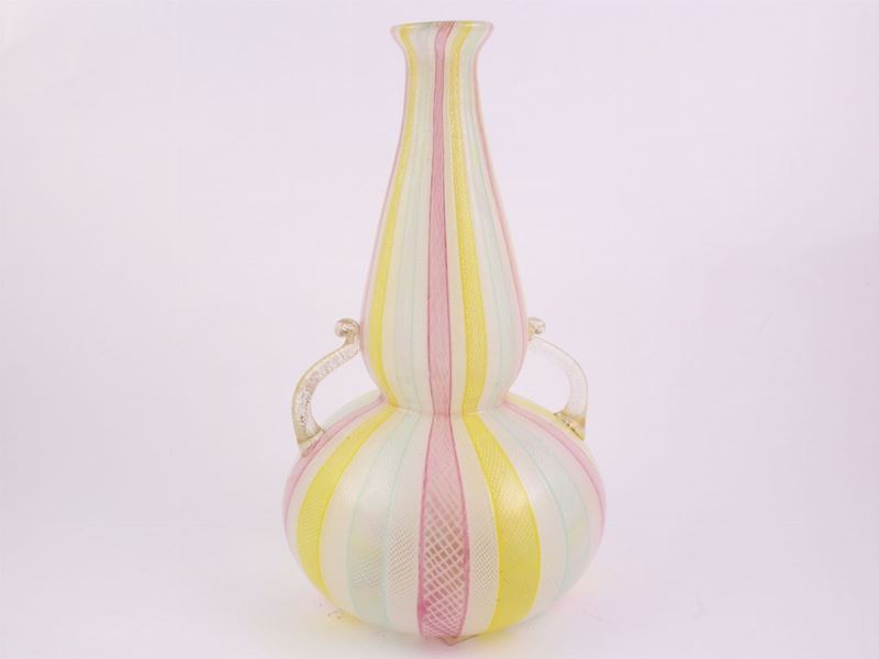 Vaso in Vetro Soffiato Reticello e Zanfirico