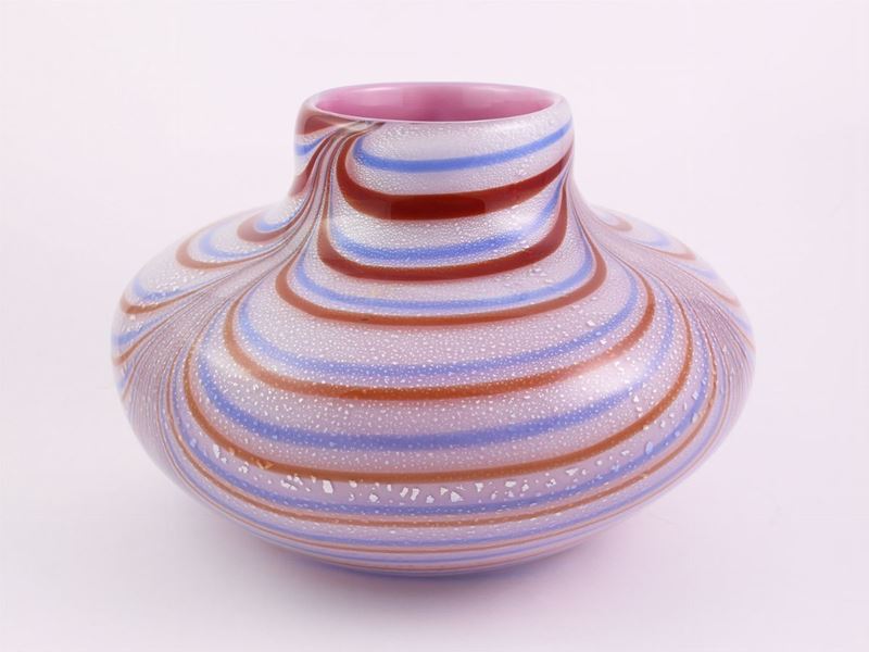 Flavio Poli Attribuito - Vaso Panciuto in Vetro Incamiciato
