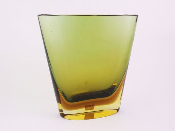 Archimede Seguso - An oval submerged glass vase in three colours