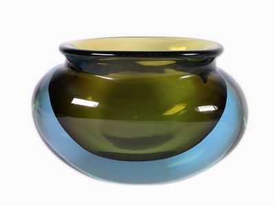 Vaso in Vetro Sommerso Ovale Flavio Poli per Seguso Vetri D'arte