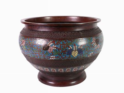 Portavasi in Bronzo e Smalti Cloisonné