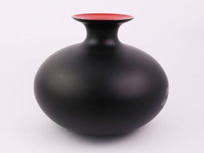 Vaso Nero e Rosso in Vetro Incamiciato Veart Venezia