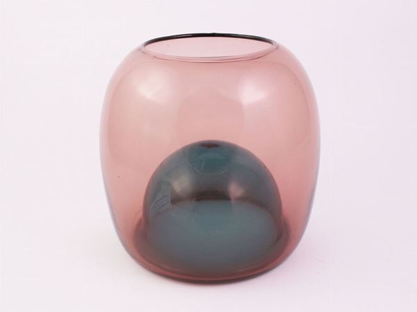 A Venini blue and amethyst blown glass vase "Crepuscolo"