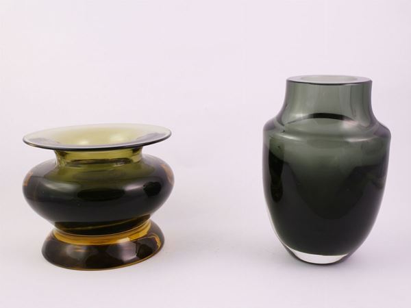 Two "sommerso" glass vases