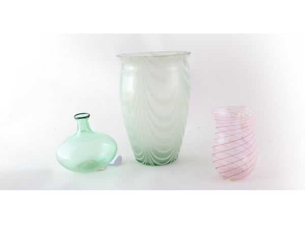 Three glass vases in various sizes