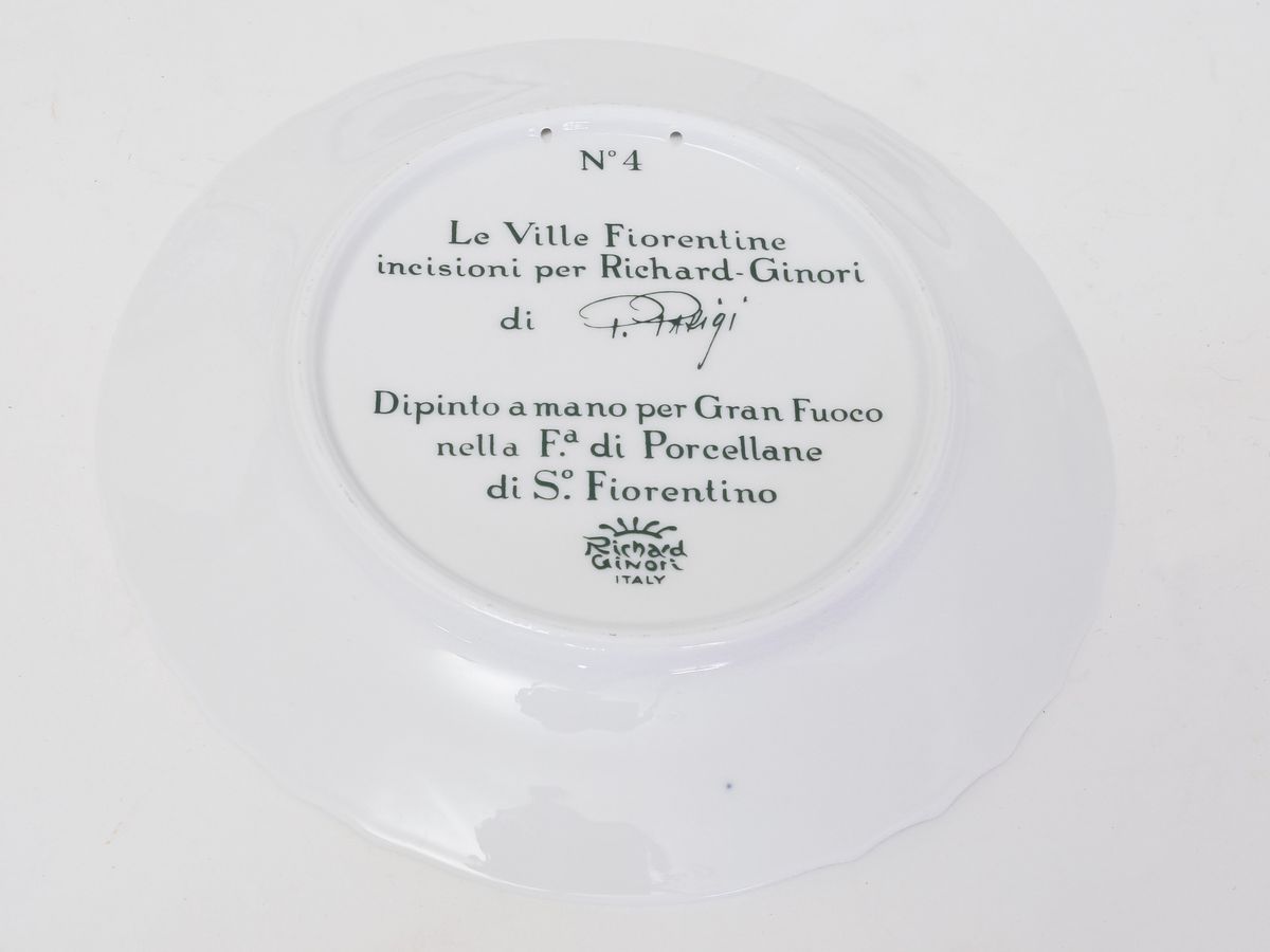 Serie di Sei Piatti Ville Fiorentine in Porcellana