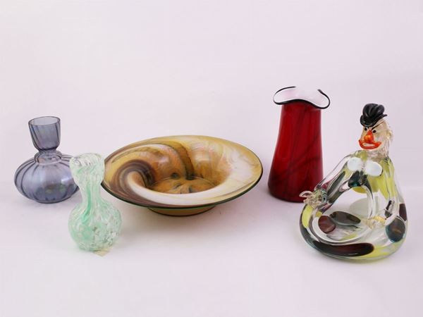 Five glass items