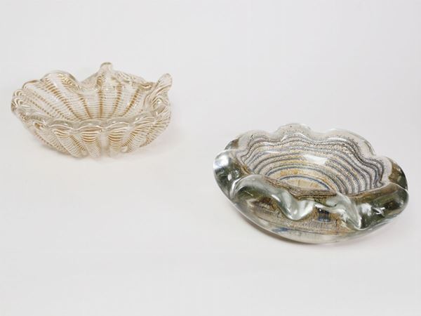One "cordonato oro" glass ashtray and a glass ashtray  (Murano, 1950)  - Auction The Collector's House - Villa of the Azaleas in Florence - III - III - Maison Bibelot - Casa d'Aste Firenze - Milano