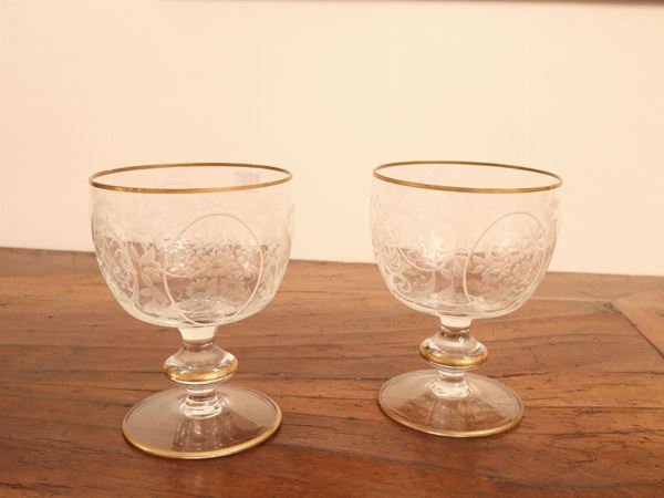 Two crystal engraved bowls