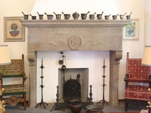 A monumental sanstone fireplace