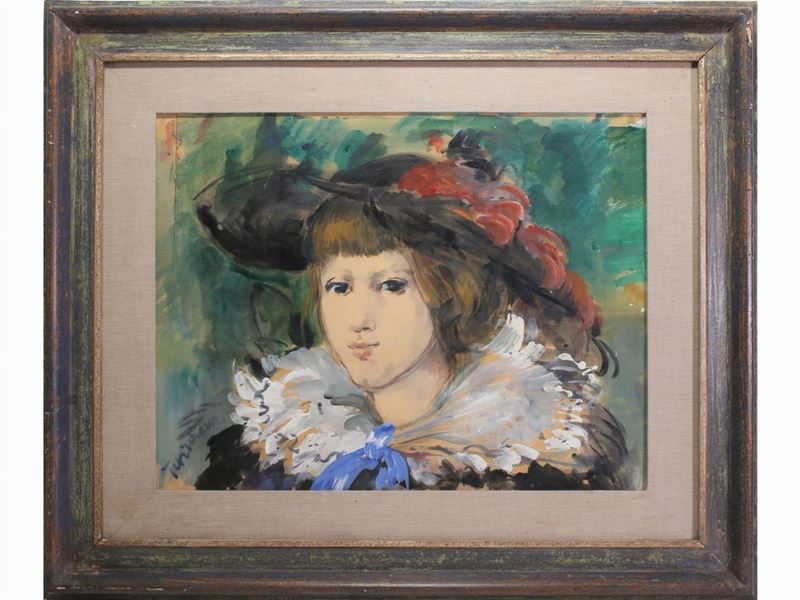 Nino Tirinnanzi - Ritratto di Fanciulla con Cappello