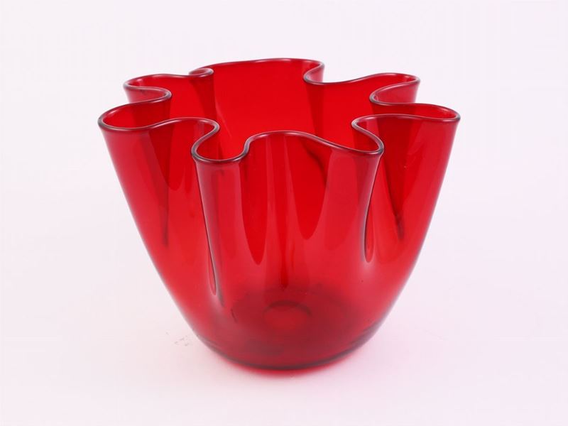 Vaso a Fazzoletto Rosso Rubino Fulvio Bianconi