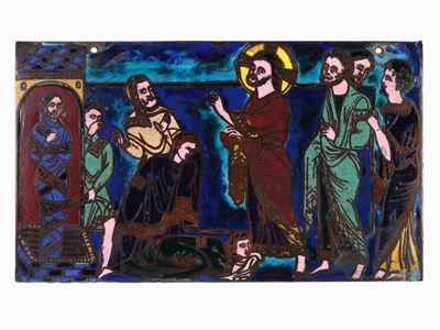 Placca in Rame e Smalti Cloisonnè