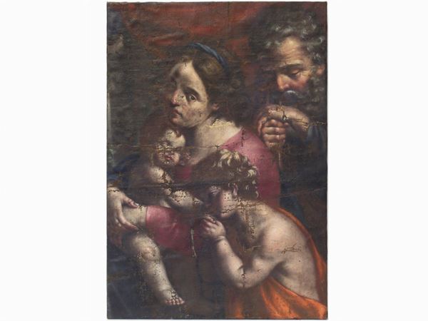 Scuola romana del XVII secolo - The Holy Family with the infant Saint John