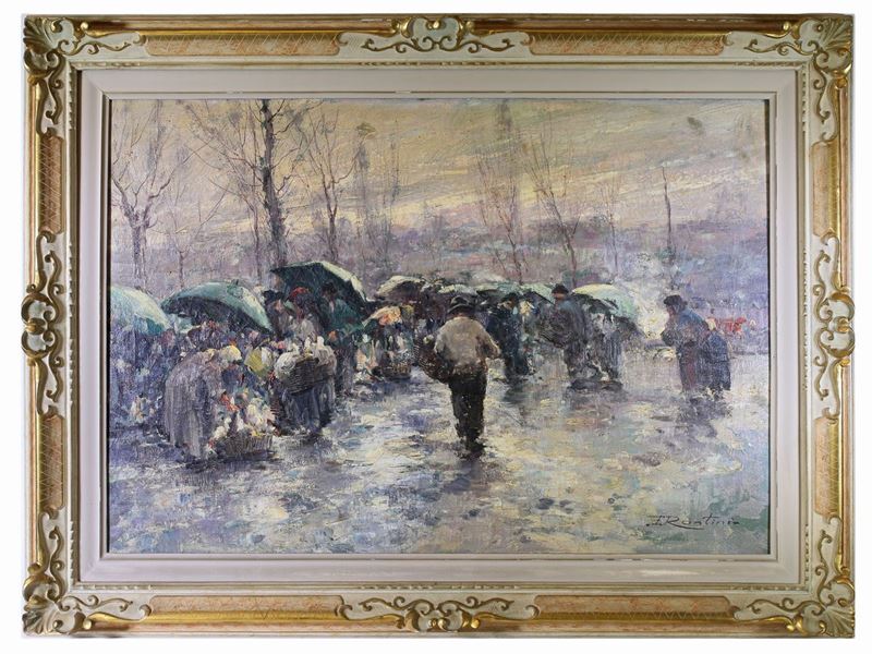 Ferruccio Rontini - Mercato Sotto la Pioggia - Vicchio 1954