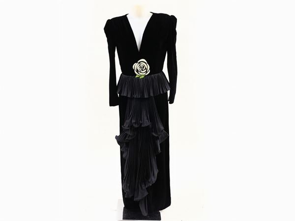 Black silk evening dress, Valentino