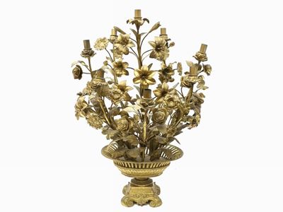 Grande Flambeau in Antimonio Dorato