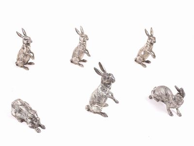 Serie di Cinque Saliere e Pepiere-centrotavola in Argento Sterling 925
