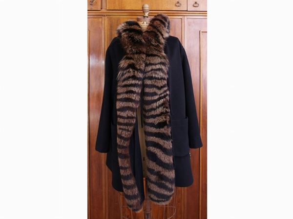 Black wool and fox fur coat, Paola Antonini