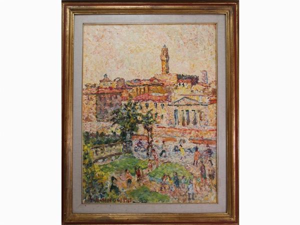 Guido Borgianni : View of Florence 1968  ((1915-2011))  - Auction The Collector's House - Villa of the Azaleas in Florence - I - I - Maison Bibelot - Casa d'Aste Firenze - Milano