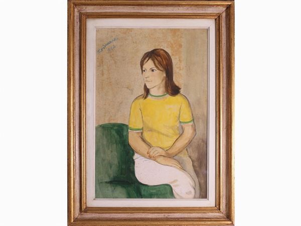 Nino Tirinnanzi : Portrait of a woman 1967  ((1923-2002))  - Auction The Collector's House - Villa of the Azaleas in Florence - I - I - Maison Bibelot - Casa d'Aste Firenze - Milano