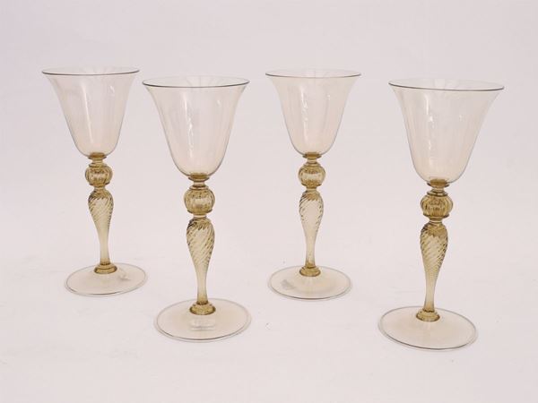 A set of sixteen Murano blown glass glasses