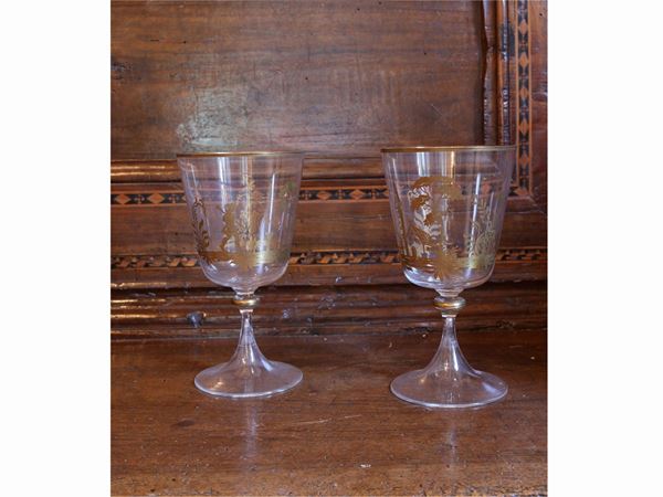 A set of twelve Murano blown glass glasses