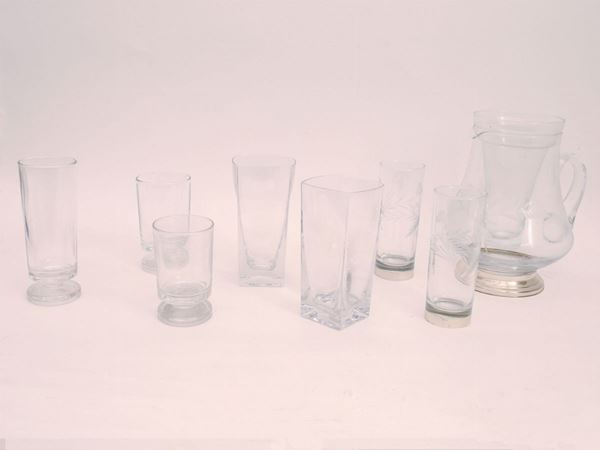 Two crystal long-drink glass sets and a glasses service