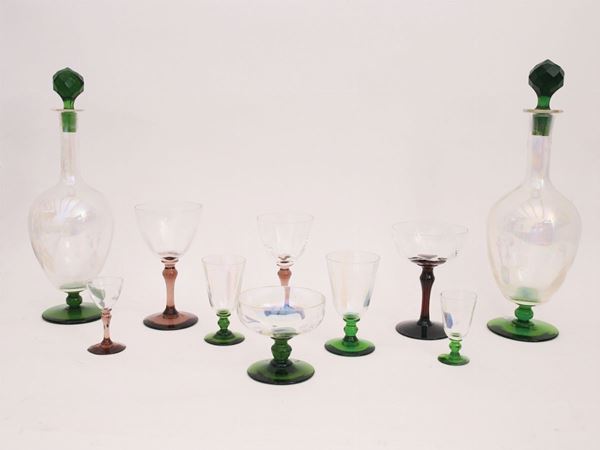 Two blown glass glasses services