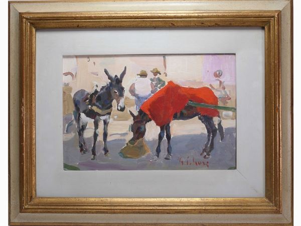Gino Paolo Gori : Donkeys  ((1911-1991))  - Auction The Collector's House - Villa of the Azaleas in Florence - I - I - Maison Bibelot - Casa d'Aste Firenze - Milano