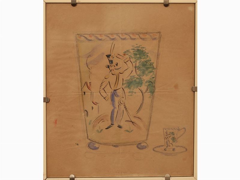 Decoratore Ceramista degli Anni Venti - Studi per Decori di Porcellane
