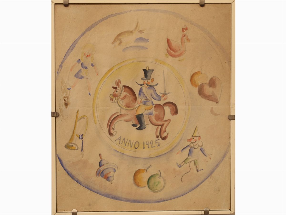 Decoratore Ceramista degli Anni Venti - Studi per Decori di Porcellane
