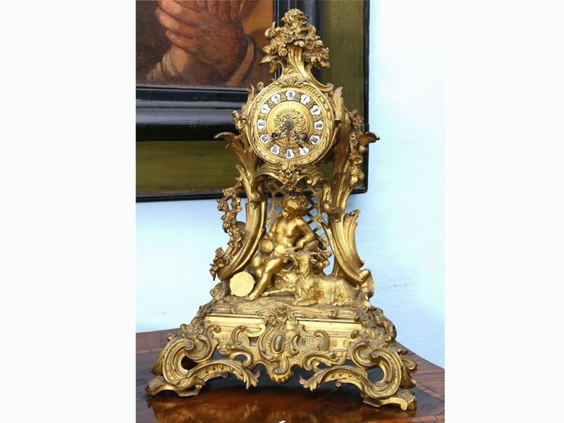 Orologio da Camino in Bronzo Dorato