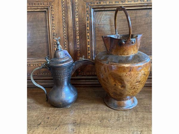  Copper mezzina and pitcher with a cover