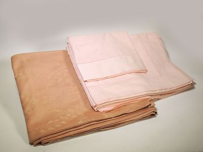Set per Letto Ad una Piazza e Mezzo in Satin Damascato Rosa