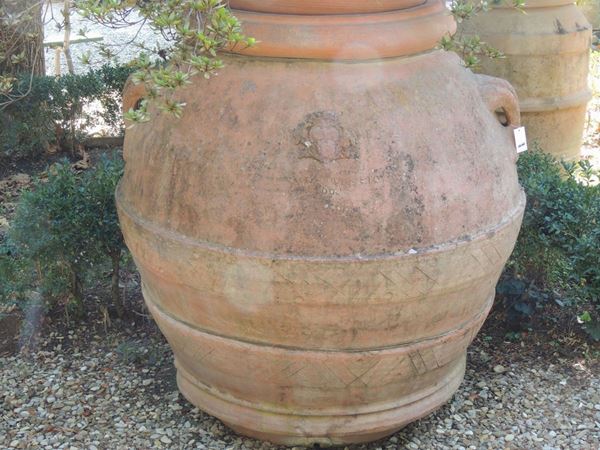 A large ancient galestro terracotta jar  (Tuscany, Fornace di Querceto, 1860)  - Auction House Sale: The Park - Maison Bibelot - Casa d'Aste Firenze - Milano