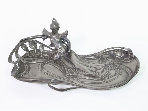 A pewter tray