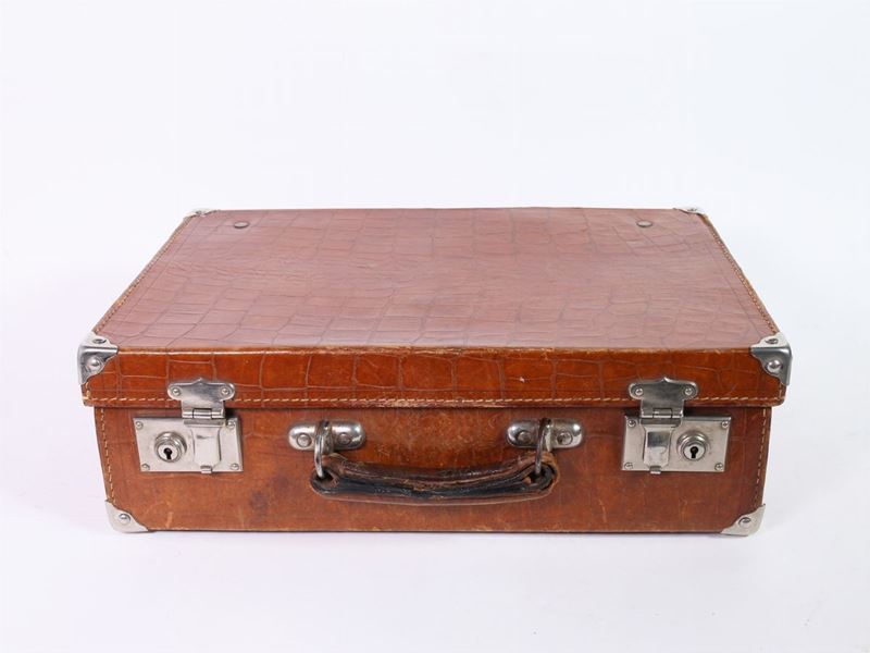 Beauty Case in Pelle Marrone Stampata