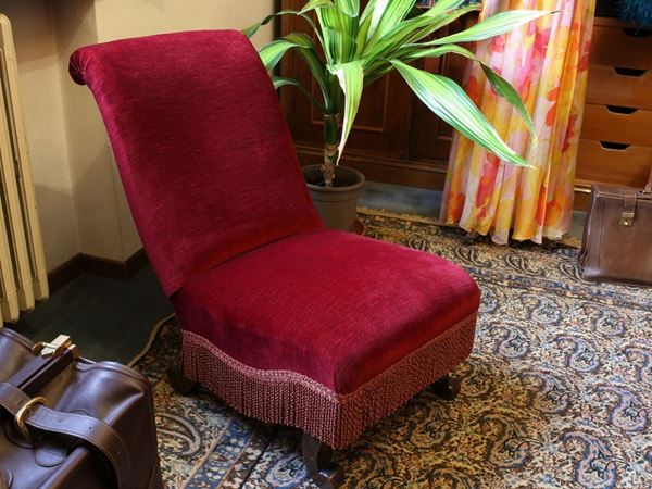 An upholstered armchair