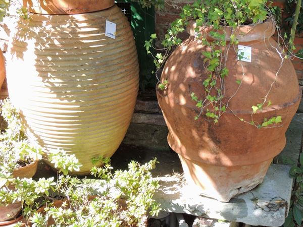 Two galestro terracotta jares