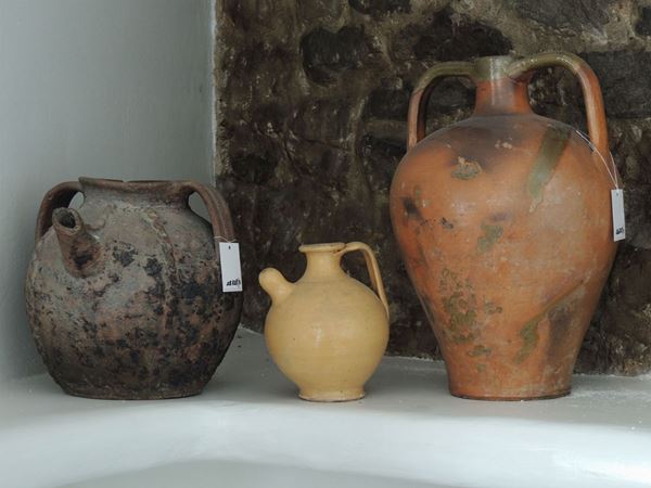 Three amphoras in terracotta