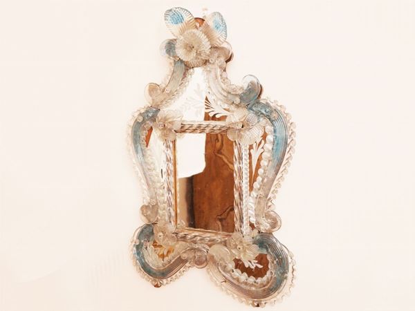 Piccola specchiera in vetro soffiato di Murano