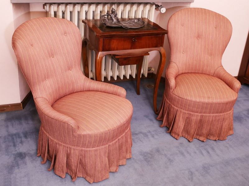 Coppia di Poltroncine Imbottite per Camera da Letto