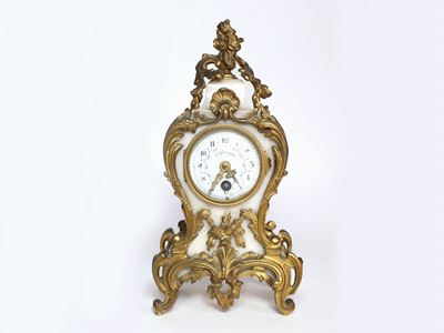 Piccolo Orologio da Tavolo in Alabastro e Bronzo
