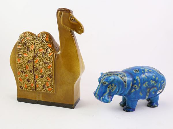 Three glazed ceramic animals  (Italy, Tuscany, Bitossi and Zaccagnini)  - Auction The Collector's House - Villa of the Azaleas in Florence - IV - IV - Maison Bibelot - Casa d'Aste Firenze - Milano
