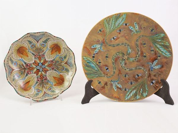 Two glazed ceramic plates
